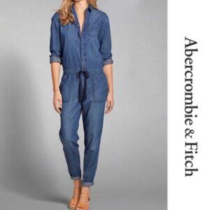 Abercrombie & Fitch Denim Boiler Jumpsuit Overall Longsleeve size Small